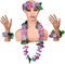 Hawaiian Hula Leis sets Artificial Flowers Fabric Wreath Neck Loop Wristband Headband Dance Garland Leis Sets for Luau Party Costumes (6 sets;24 Pack)